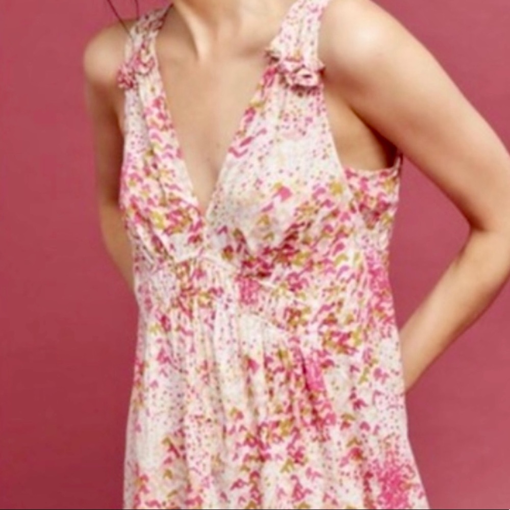 NWT Anthropologie Maeve Bretta Gathered Floral Sleeveless Top, Size L